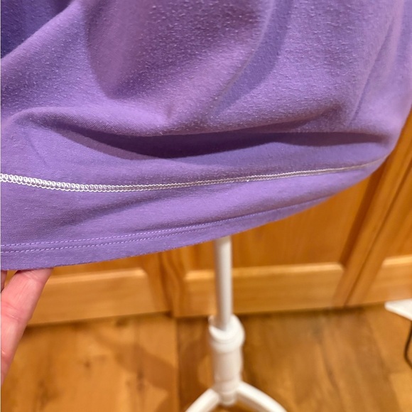 Anne Klein Purple Boxy Relaxed pocket T-Shirt with white contrast stitching - Picture 5 of 11